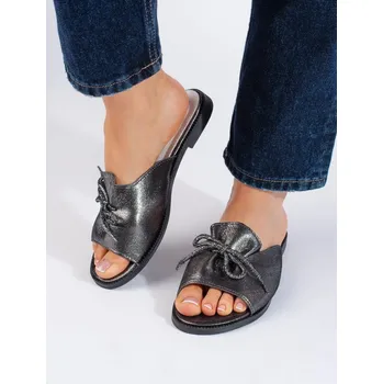 Dámské žabky Trendy nazouváky stříbrné dámské bez podpatku 36