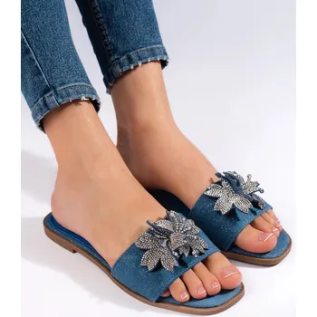 Dámské žabky Výborné nazouváky dámské modré bez podpatku 38