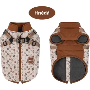 Obleček pro psa VPETBR Zimní zateplený obleček se kšíry pro psa s reflexními prvky - PAW Barva: Hnědá, Velikost: M