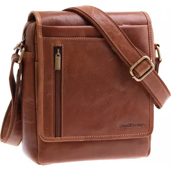 Pánská kožená taška přes rameno Sendi Design T 721 koňakově hnědá
