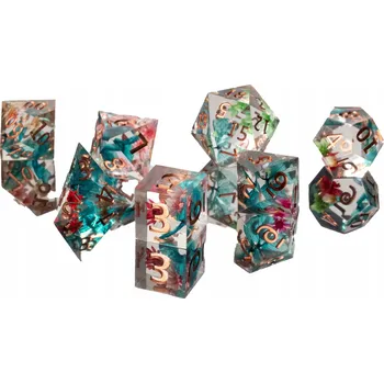 Příslušenství k deskovým hrám KVĚTINY NA VALENTÝNA SADA 7 EPOXIDOVÝCH KOSTEK RPG