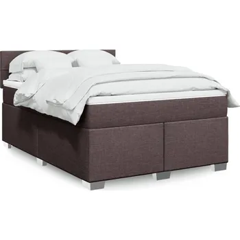 Postel vidaXL Box spring postel s matrací 140 x 200 cm textil [3285914] Barva: tmavě hnědá