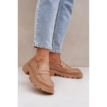 Dámské mokasíny PH2 Dámské Mokasíny Z Eko Kůže Béžové Sendall Boto hnědá 3260606