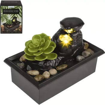 Žertovný předmět Vodní pokojová fontánka s LED sukulentem a dekoračními kameny