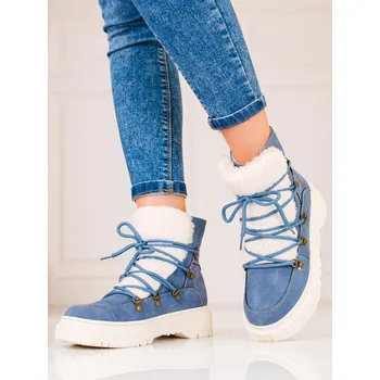 Dámské válenky Goodin Jedinečné modré sněhule dámské bez podpatku 37