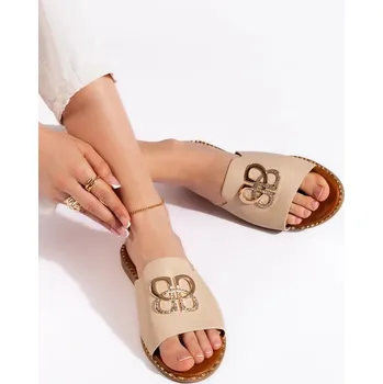 Dámské žabky Stylové dámské nazouváky béžové bez podpatku 39