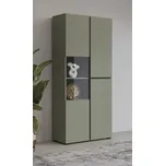 Vysoká vitrína Cross - pine green / černá