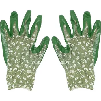 Pracovní rukavice Rukavice zahradní dámské s extra ochranou FLOWER, potisk květy, 12x1x23cm, zelená (DOPRODEJ)|Esschert Design