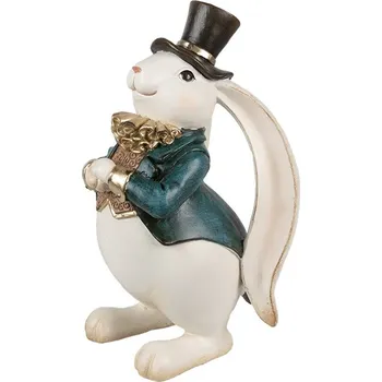 Bytová dekorace Dekorace zajíc v modrém saku a klobouku - 14*13*23 cm