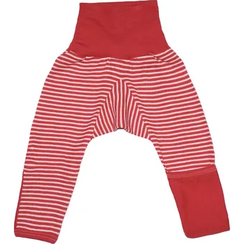 Rostoucí kalhoty z merino vlny a hedvábí Cosilana s přehrnutím červený pruh Velikost: 86/92