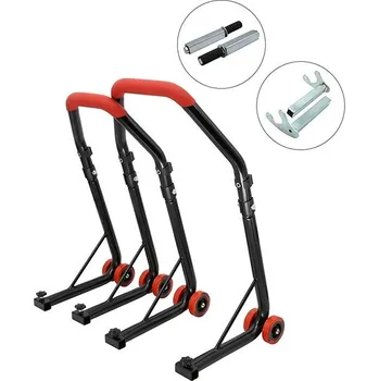 SEFIS D18 moto stojan přední a zadní set - červený - přední stojan : Single - zadní stojan : Hák