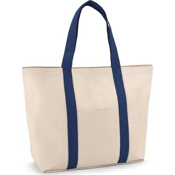 VILLE. Taška ze 100% bavlněného plátna s přední a vnitřní kapsou (280 g/m²) - Modrá