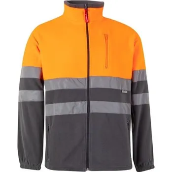 VL EROS LARGE. Dvoubarevná fleecová bunda (280 g/m²), z polyesteru (100 %) - Šedá / Oranžová / 4XL