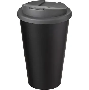 Americano® Eco 350ml recyklovaný hrnek s&nbsp;víkem odolným proti rozlití - Šedá / Černá