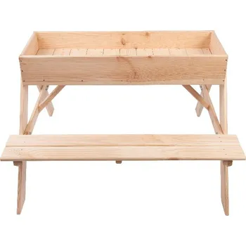 Zahradní stůl Stůl piknikový s prostorem pro písek, dřevěný, 93x88x60cm|Esschert Design