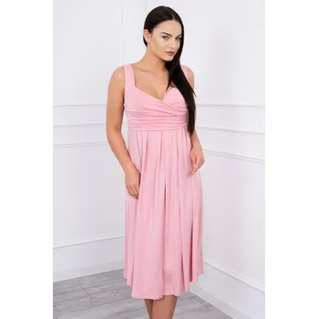 Dámské šaty Šaty se širokými ramínky pudrově růžové 2XL