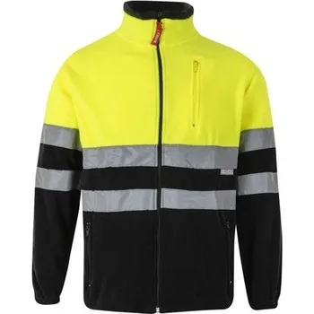 VL EROS. Dvoubarevná fleecová bunda (280 g/m²), z polyesteru (100 %) - Černá / Žlutá / L