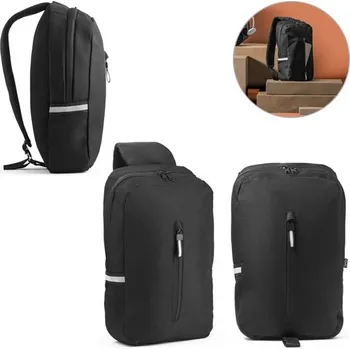 Městský batoh DELFOS. 300D serecyklovaného polyesteru a 600D serecyklovaného polyesteru batoh s jedním popruhem, s podšívkou z recyklovaného polyesteru 210D