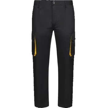 montérky VL HYPNOS. Dvoubarevné keprové kalhoty s mnoha kapsami (200 g/m²), z bavlny (35 %) a polyesteru (65 %) - Černá / Žlutá / 58