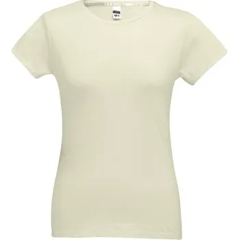 Dámské tričko THC SOFIA. Dámské bavlněné tričko s páskem - Pastelově Žlutá / XXL