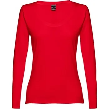 THC BUCHAREST WOMEN. Dámské bavlněné tričko s dlouhým rukávem a páskem - Červená / L