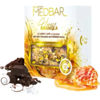 Eurona MEDBAR Medová granola s kávou CC CERNY CAFÉ, kokosem, hořkou čokoládou a medem 400 g (Luxusní snídaně nejen pro milovníky kávy…)
