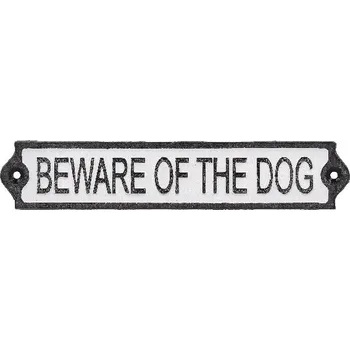 Plechová cedule Cedule BEWARE OF THE DOG, nástěnná, litina, 26x5cm|Esschert Design