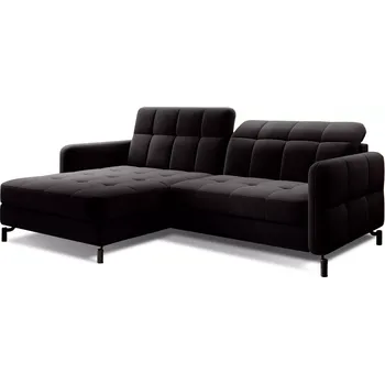 Obývací pokoj Rohová rozkládací sedací souprava LORELLE 225 cm Mat Velvet 99 černá levá