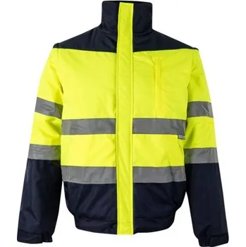 VL JUPITER. Dvoubarevná vycpaná bunda (180 g/m²) z polyesteru (100 %) s PU zátěrem - Modrá / Žlutá / 3XL