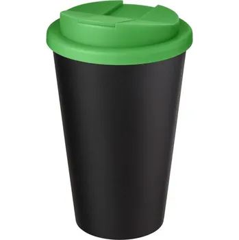 Americano® Eco 350ml recyklovaný hrnek s víkem odolným proti rozlití - Zelená / Černá