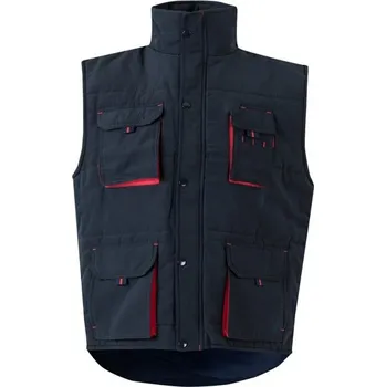 Pánská vesta VL NERGAL. Vycpaná vesta, dvoubarevná, vícekapsová (120 g/m²), z polyesteru (100 %) - Modrá / Červená / XL