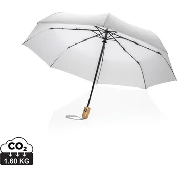 21" bambus auto-open/close deštník Impact ze 190T RPET AWARE - Bílá