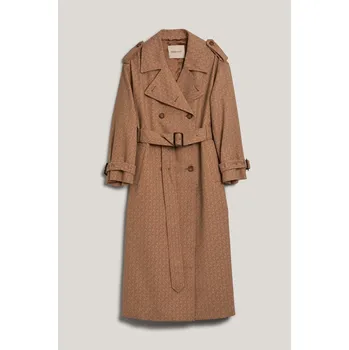 Dámský kabát KABÁT GANT MONOGRAM JACQUARD TRENCH COAT DARK KHAKI