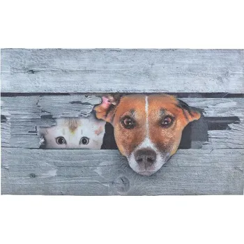 Rohožka Podložka pod rohožku BEST FOR BOOTS Pejsek a kočička, šedá, 75 x 45,5 cm|Esschert Design