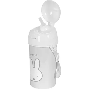 Kempingové nádobí Dětská láhev přes rameno s víkem a brčkem Miffy Niebla PVC Šedá (500 ml) (7,3 x 19,5 x 7,3 cm)