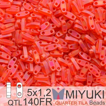 Korálek Korálky Miyuki QuarterTila. Barva Matte Transparent Red Orange AB QTL 140FR. Balení 3g