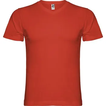 Pánské tričko Samoyedo pánské tričko s krátkým rukávem s výstřihem do V - Červená / roly-2XL