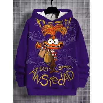 Chlapecký svetr Disney Dětská mikina s kapucí a 3D potiskem V Hlavě 2 (Inside Out 2) Barva: modrá (Z2HF241206ES), Velikost: 130 (7-8 let)