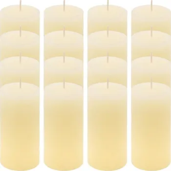 Svíčka Sada rustikálních svíček, 10 cm, Ø 5 cm, krémová, 16 ks