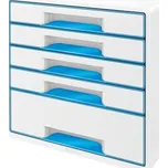 LEITZ Zásuvkový box WOW CUBE, 5 zásuvek, bílá/světle modrá