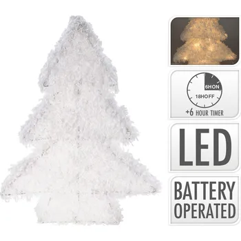 Vánoce osvětlení vánoční STROM 40cm 25LED BÍ, se sněhem, s časovačem