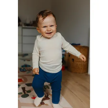 Dětské triko s dlouhým rukávem z merino vlny a hedvábí krémové Cosilana Velikost: 86/92