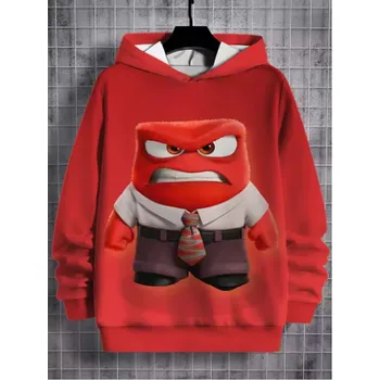 Chlapecký svetr Disney Dětská mikina s kapucí a 3D potiskem V Hlavě 2 (Inside Out 2) Barva: červená (Z2HF241206EO), Velikost: 130 (7-8 let)