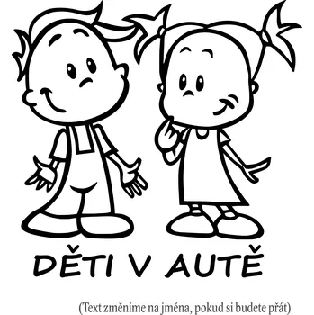 Samolepicí dekorace na vozidlo Dítě v autě holka s klukem samolepka na auto 2 - levandulová / 10x11 cm