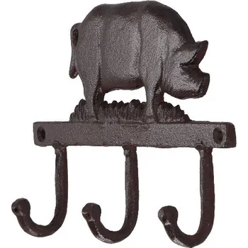 Háček se 3mi háčky PIG, litina, 19x5x16cm|Esschert Design