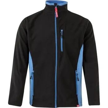 VL GERAS. Dvoubarevná fleecová bunda (220 g/m²) z polyesteru (100 %) - Černá / Světle Modrá / M