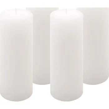 Svíčka Sada rustikálních svíček, 20 cm, Ø 7,5 cm, bílá, 4 ks