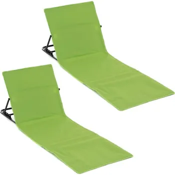 Plážová podložka Nastavitelná plážová podložka s opěrkou, zelená, 2 ks