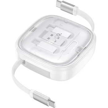 Datový kabel Hoco U140 navíjecí USB-C PD kabel / 60W / s výměnitelnými koncovkami / set / bílý