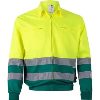 VL NEPTUNE. Dvoubarevná keprová bunda (210 g/m²) z polyesteru (80 %) a bavlny (20 %) - Zelená / Žlutá / M